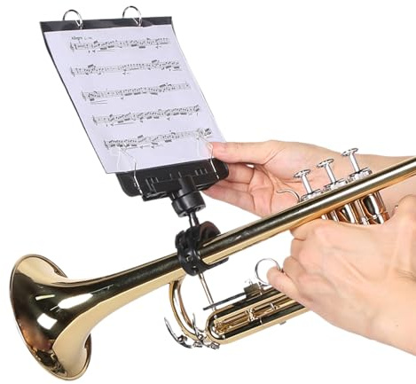 Besreey Lyra para trompeta | Fácil de girar portátil antideslizante | Lyra para trompeta con soporte para atril – para escenario, desfile, estadio, ejercicio, músicos principiantes y profesionales