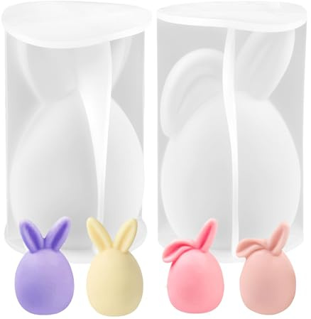 Conejo de Pascua Moldes de Velas Moldes de Conejo de Pascua 3D Pascua Molde de Silicona Conejo Molde de Silicona en Forma de Conejo Molde de Conejo Molde de Jabón de Pascua DIY para Adornos Pascua