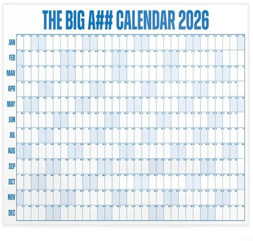 Big A## Calendario da parete 2026 cancellabile a secco, 1,2 m, multicolore, planner annuale con etichette colorate per tracciare e organizzare gli obiettivi (blu)