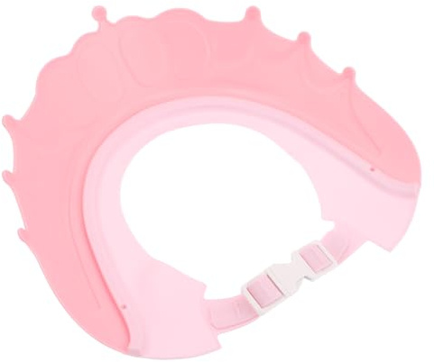 Garneck Bonnet de Garçon et Filles Réglable en Silicone Rose Imperméable avec Protection des Oreilles Pare-Éclaboussures pour Lavage des Cheveux Chapeau Bain Couronne Taille Petite