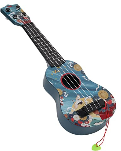RASTKY Ukulélé Jouet pour Enfants D'âge Préscolaire, Mini Guitare en Plastique, Instrument de Musique, Cordes en Nylon Sûres, Couleur Bois, pour Exercice de Coordination œil-Main, MalcTes pour (Blue)