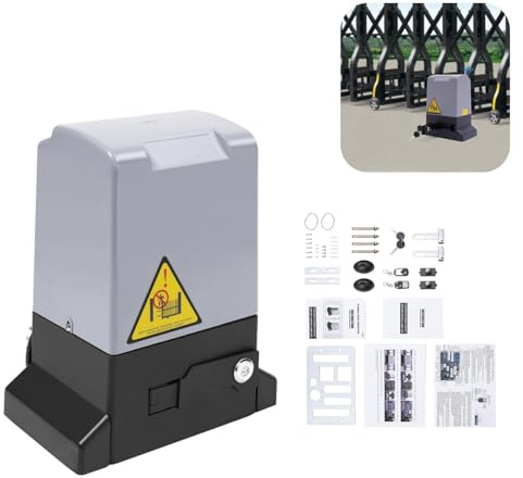 HUOMMGS Accionamiento para puerta corredera, juego completo, 1600 kg, 750 W, accionamiento de puerta corredera, 12 m, accionamiento de puerta de garaje con función de cierre automático, 2 mandos a