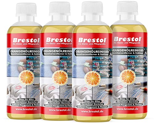 Brestol® ORANGENREINIGER 4X 300 ml - Universalreiniger Fett Öl Kaugummi Baumharz Entferner Baumharzentferner Geruchsneutralisierer Orangenölreiniger