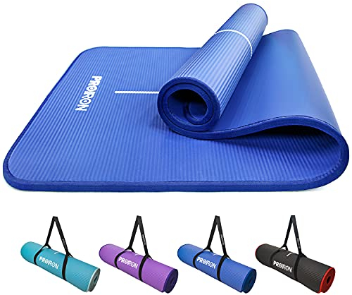 PROIRON Yoga Mat Thick 10MM - NBR Yoga Matt Exercise Fitness Foam Large Padded Non-Slip High Density for Pilates, Stretching, Home Gym Workout Men Women with Free Carry Strap (1830mm x 660mm, Blue)