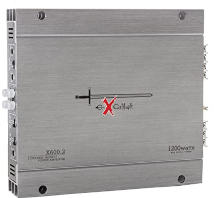Excalibur X600.2 - Amplificatore Auto 2 Canali Hifi Stereo - 2x 600 Watt Mosfet Amplificatore audio con Bass Boost - 1200 Watt Massimo - Crossover variabile 2 Ohm