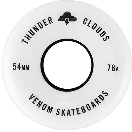 Venom Skateboards Thunder Clouds V2 All Terrain Street Skateboard Wheels Soft Grippy 78a Longboard Cruiser Perfect for Rough Ground - 54mm