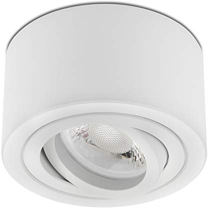 lambado® Premium LED Aufbauleuchte flach/Deckenstrahler Set inkl. 230V 5W Spots dimmbar - dezente Aufbaustrahler/Deckenspots (rund, weiss, schwenkbar)