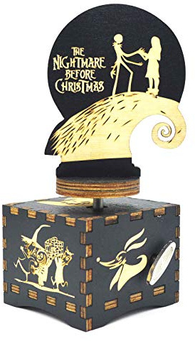 Micteney Nightmare before Christmas Music box,Wooden Music box gifts for kids on Halloween Christmas,Nightmare before xmas gifts,Play Tune This is Halloween