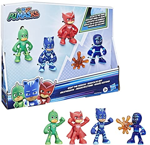 PJ Masks Juego de Figuras de acción Que Brillan en la Oscuridad, misión Nocturna, Juguetes preescolares para niños a Partir de 3 años