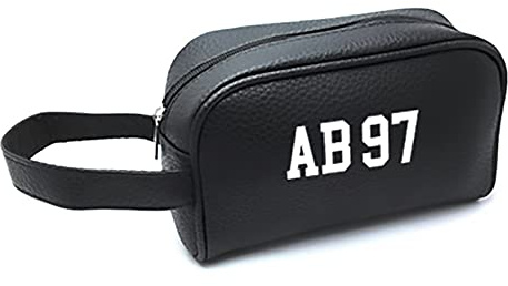 PRS- Pochette personalizzata,borsello a mano manico pelle Borsello da Polso Uomo Donna con Nome Iniziali Numeri Trousse Viaggio Porta Oggetti Personalizzabile in RICAMO (Con Testo)