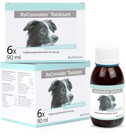 alfavet ReConvales Tonicum Hund, Doppelpack, appetitanregendes Ergänzungsfuttermittel zur Rekonvaleszenz und bei Untergewicht, 2 x 6x90 ml Flasche