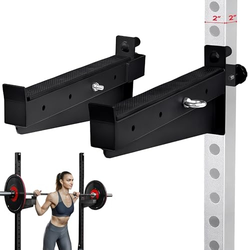 Yes4All Premium skivstång säkerhet knäböjningsbar fäste – 453 kg (1 lbs) kapacitet knäböjningsställ spotter armar 2 x 2 – justerbar höjd