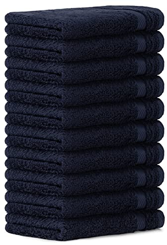 Luckytowel 10er Set Seiftücher 30x30 cm 100% Baumwolle, 600g/m² Oeko-Tex Waschlappen Set 10er Pack Dunkelblau