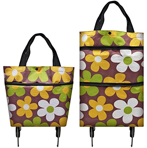 INHEMING Faltbare Trolley-Taschen, Einkaufstrolley Einkaufstasche mit Rollen,2 in 1 Klappbarer Einkaufswagen für Zuhause Supermarkt Strapazierfähige Tasche