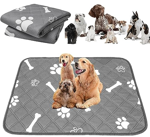 2Pezzi 60x45cm Tappetini Assorbenti per Cani,Txeouse Tappetino per Addestramento del Cane Riutilizzabile,Super Assorbente,Impermeabil,Antiscivolo,per Gatti Cane, Conigli, Porcellini, Grigio