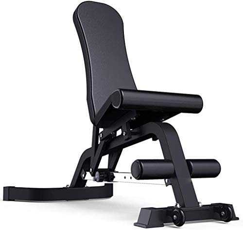 Viktbänk Justerbar, Utility Bänkpress Hantel Bänk Träningspall Vikbar Multiträningsbänk Hemträningsutrustning, Svart_147x74Xx115cm