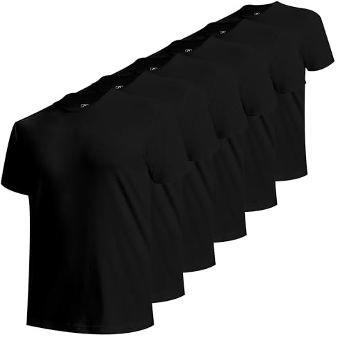 BAMBOO COOL Men's Undershirts Moisture Wicking Crewneck T Shirts, Breathable Stretch Soft Tees for Men, 6 Pack