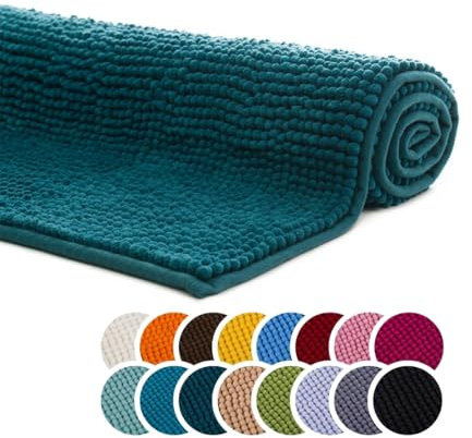 liebling Badteppich, 100% Polyester - Mikrofaser, Serie Chile, 50 x 70 cm, 30 Grad waschbar, Fußbodenheizung geeignet, Farbe: Petrol
