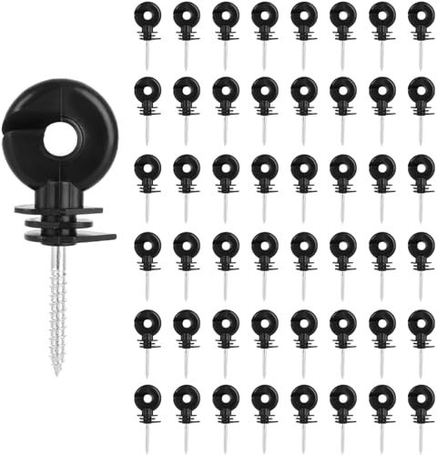 100 Pcs Electric Fence Insulators, Electric Fencing Ring Insulators Screw In Short Screw Type Wire Mesh Ring Insulator, Electric Meadow Fence Post Accessory, Wooden Post Insulator for Rope Wire