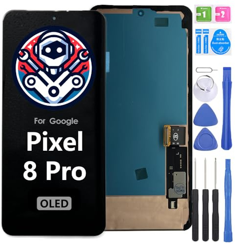 iYAiYO Pantalla LCD Táctil Repuesto Compatible con Google Pixel 8 Pro OLED con Marco Reparación Pantalla Display Completa Digitalizador De Reemplazo con Herramientas