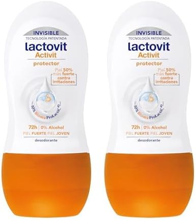 Lactovit - Desodorante Roll On Protector Activit con L. Casei F, 0% de Alcohol, Anti-Irritaciones y 48H de Eficacia (Paquete de 2)
