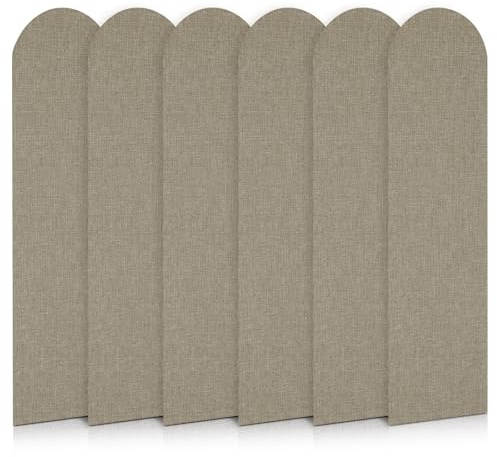 6 cuscini da parete anti-collisione, autoadesivi 3D, imbottiti, in schiuma, per testiera del letto, cameretta dei bambini, tatami, 60 x 15 cm (lino chiaro)