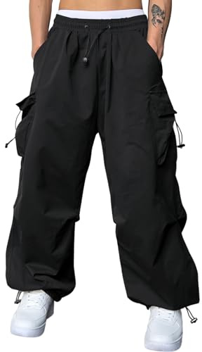 JMIERR Mens Baggy Cargo Trousers Joggers Parachute Harem Pants | Lightweight,Loose Fit,Elastic Waist,with Pockets,Hiking Outdoor,Streetwear