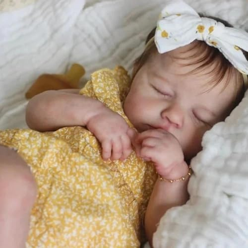 Anano Muñecos Realistas De Silicona, Bebés Reborn De Silicona Cuerpo Completo Baratos, Bebe Reborn Silicone Niña con Ojos Cerrados, Bebe Newborn Silicone Blanda Y Flexible Cuerpo Completo Niña Y Ropa