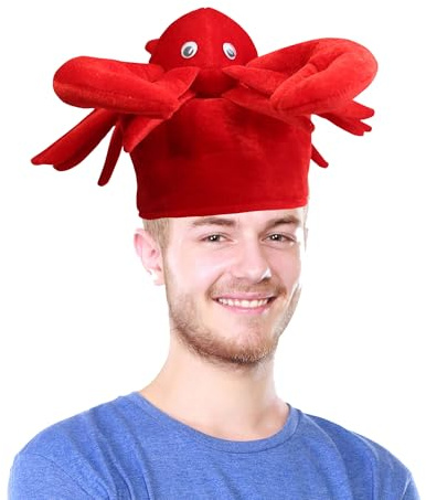 Chapeau Homard Rouge – Coiffe de costume d’homard mignonne, chapeau fantaisie original pour fête sur la plage, Halloween, Carnaval