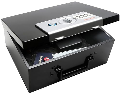 Honeywell Safes & Door Locks - Hideable Small Safe Box - Fire Resistant Document Safety Box for Home - Steel Security Digital Code Lock for Personal Items, Jewelry, Money Safe - 0.26-CU - Black - 6108
