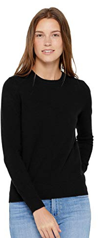State Cashmere Women’s Essential Crewneck Sweater 100% Pure Cashmere Classic Long Sleeve Pullover (Black, Medium)