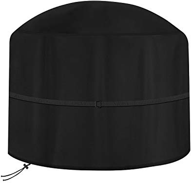 Dokon Large Fire Pit Covers Waterproof Firepit Cover Windproof Anti-UV Heavy Duty Oxford Fabric Outdoor Fire Bowl Cover, Garden Patio Heater Covers, Round (Ø80x50cm) - Black