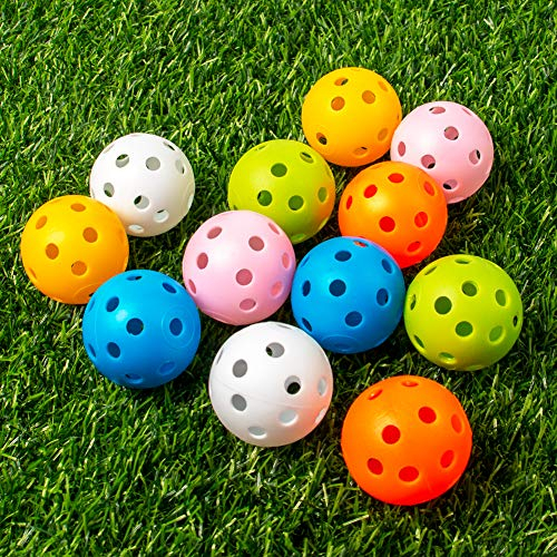 THIODOON Golf-Übungsball, Luftstrom, hohl, Übung, Golfbälle, 40 mm, Kunststoff, Golfbälle für Schaukelübungen, Fahren, Zuhause, Outdoor, Golfspiele für Erwachsene und Kinder, 12 Stück