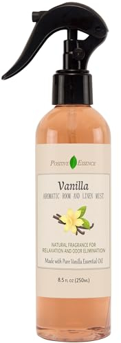 Positive Essence Vanille Raumspray und Lufterfrischer, hergestellt aus reinem ätherischen Vanilleöl, 100% natürliches Duftspray, entspannender Raumduft, Schlafspray, Kissenspray (250 mL)