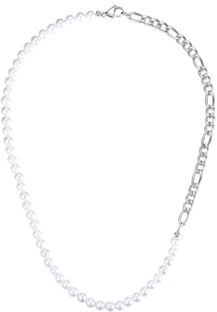 GAVU Herren Geschenk Perlenkette Edelstahlkette