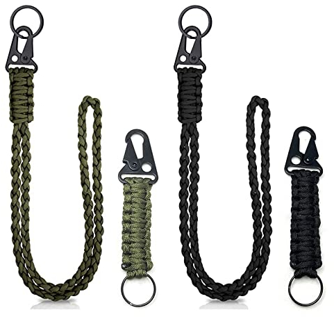 RoxNvm paracord schlüsselanhänger mit Karabiner, 4 Stück schlüsselanhänger paracord Lanyard, paracord anhänger für Schlüssel Messer Draussen Camping Wandern Rucksack Passen Männer Frau