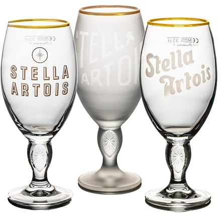 Roxley X3 Stella Heritage Set demi-pinte à bord doré | Verres Stella 33 cl |