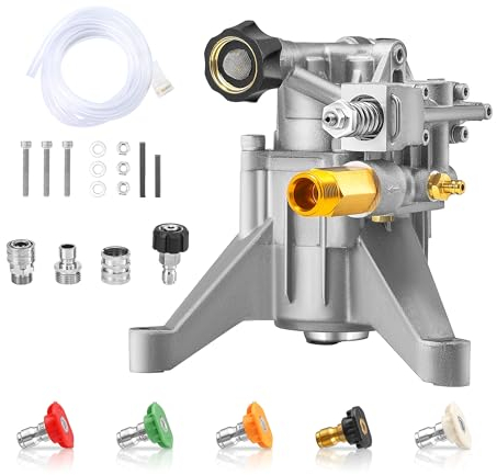 M MINGLE Vertikale Hochdruckreiniger-Pumpe, 2,2 cm Schaft, 3000 PSI Hochdruckreiniger-Pumpe, kompatibel mit Troybilt, Craftsman, Ryobi, Honda usw., mehrere Marken – hinterer Einlass/Auslass