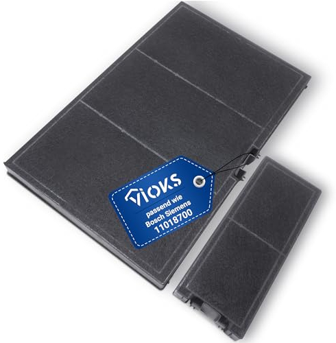VIOKS Aktivkohlefilter Dunstabzugshaube Ersatz für Bosch DWZ0AK0A0 11018700 Siеmens LZ10AKA00 Neff Z51AIA0X0 Constructa 17000965 Abzugshaube Filter SET 2-teilig - Kohlefilter für Dunstabzugshauben