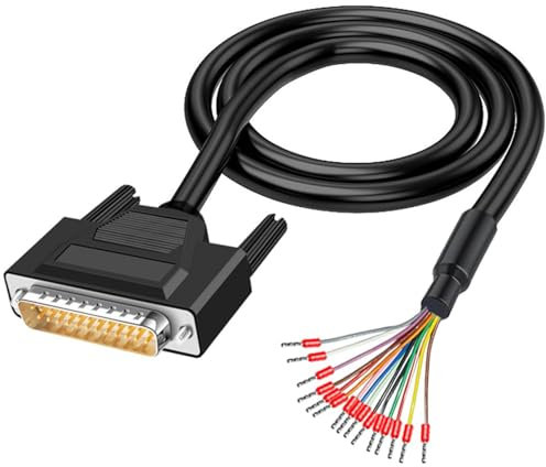 PENGLIN 2 Meters 26AWG DB25 Male RS232 25 Pins Serial Extension Cable, RS232 D-SUB DB25 Serial to 25 Bare Wire Connector