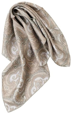 Prettystern handrolliertes Seiden-Halstuch Damen Herren Trachten-halstuch Seide Bandana Stirntuch Sommer Frühling Seiden-Tuch 30 Grau Paisley