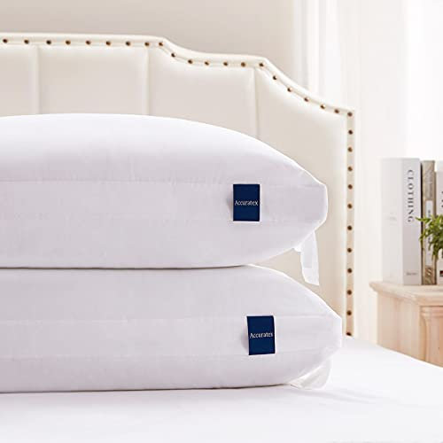 ACCURATEX Hybrid zerkleinertes Memory Foam Kopfkissen 40x80 cm 2er Set, Kissen mit Mikrofaser Füllung & abnehmbarem Bezug, höhenverstellbares Bettkissen für Seiten, Rücken, Bauchschläfer, waschbar