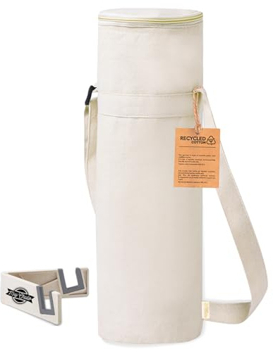 Bolsa Térmica para Botellas de hasta 1,5L | Algodón Reciclado con Forro Isotérmico de Aluminio | Correa Ajustable | Cierre con Cremallera | Reutilizable y Ecológica | Extra PosaMóvil