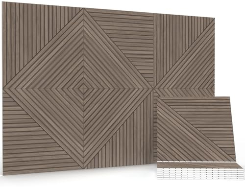 JBER Acoustic Panels, 6 Pack Self-Adhesive Decorative Sound Proofing Panels, Sound Absorbing wall Panels for Office, Recording Studio, Living room, Bedroom,180 x 120 cm,Light Walnut