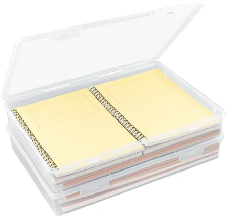 alwaiiz 2 pezzi Scatola di conservazione con coperchio 32x23x5cm, Scatole di conservazione trasparenti in plastica, Organizer piccolo per documenti, lettere, cancelleria