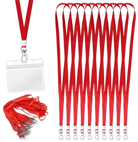 HJYIMYI 50 Pezzi Laccetti Porta Badge, Cordini Cinghia da Collo (Rosso)