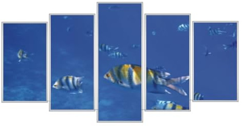 RAABEC Polyptychon Aluminium Bilderrahmen Silber matt, 5 teilig, Größe gesamt 132 x 72 cm, für Malen nach Zahlen Bilder z.B. von Schipper, fertig montiert, mit Rückwand, ohne Glas, ohne Bild