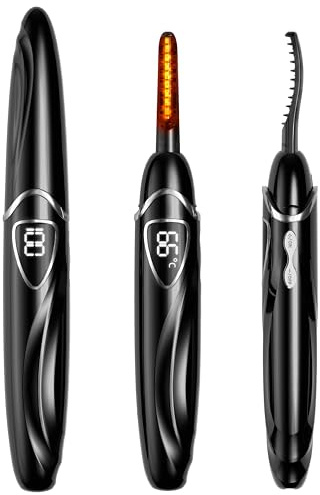 EYECURL Heated Eyelash Curler, S600 Heated Lash Curler, Accurate Temperature Control Electric Eyelash Curler Heated - Intelligent Power Off, Fast Heating (Black Ink/Silver, S600-148MM)