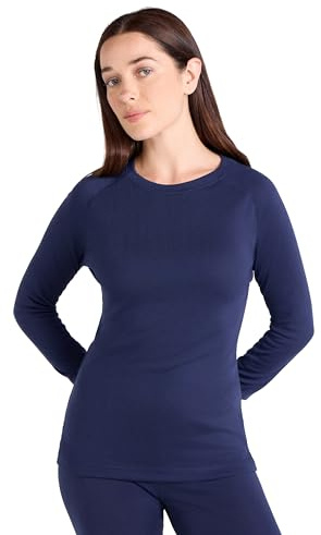 Mountain Warehouse Talus Womens Long Sleeves Baselayer Top - Thermal Underwear, Lightweight, Breathable, Warm & Easy Care - Autumn, Winter & Outdoors Navy (Round Neck) Women's Size 12