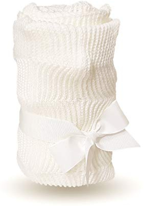 eYone Couverture en tricot cellulaire pour bébé, garçon et fille dès la naissance, blanc, 75 x 100 cm